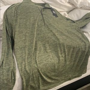 Men underarmour long sleeve green zip up work out